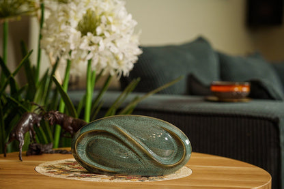 Eternity Handmade Cremation Keepsake Urn - Small Urn | Oily Green Melange - Pulvis Art Urns