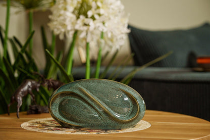 Eternity Handmade Cremation Keepsake Urn - Small Urn | Oily Green Melange - Pulvis Art Urns