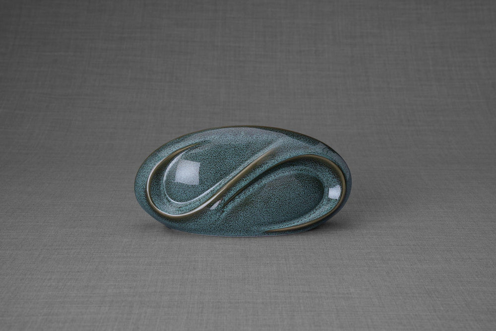 Pulvis Art Urns Keepsake Urn Eternity Handmade Cremation Keepsake Urn - Small | Oily Green Melange