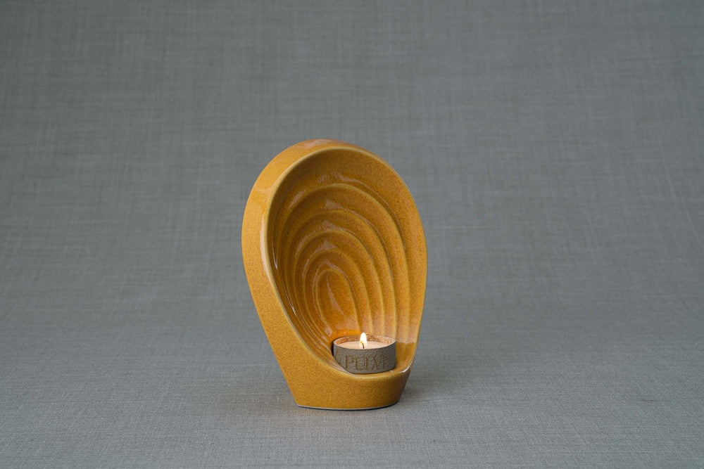Pulvis Art Urns Keepsake Urn Handmade Cremation Keepsake Urn "Guardian" - Small | Amber Yellow | Ceramic