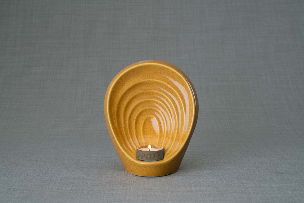Pulvis Art Urns Keepsake Urn Handmade Cremation Keepsake Urn "Guardian" - Small | Amber Yellow | Ceramic