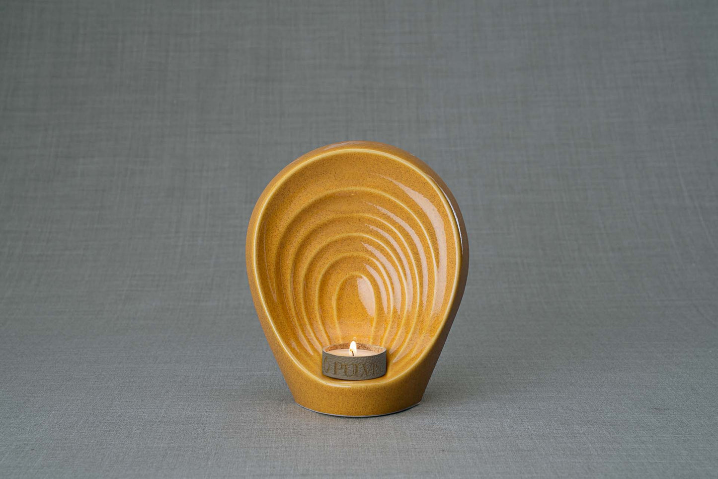 Pulvis Art Urns Keepsake Urn Handmade Cremation Keepsake Urn "Guardian" - Small | Amber Yellow | Ceramic