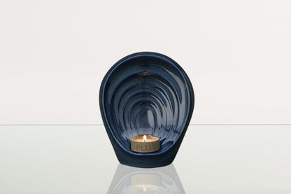 Handmade Cremation Keepsake Urn "Guardian" - Small | Blue Melange | Ceramic - Pulvis Art Urns