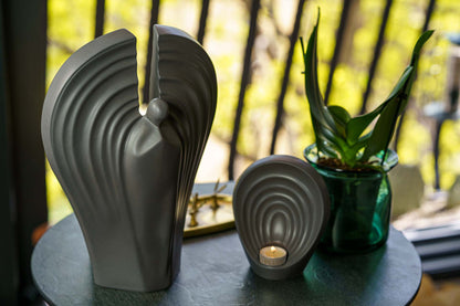 Handmade Cremation Keepsake Urn "Guardian" - Small Urn | Gray Matte | Ceramic - Pulvis Art Urns