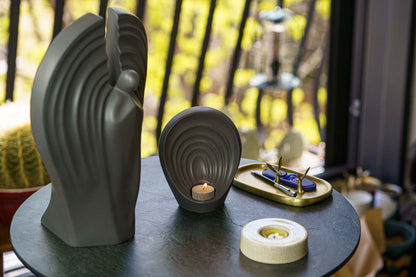 Handmade Cremation Keepsake Urn "Guardian" - Small Urn | Gray Matte | Ceramic - Pulvis Art Urns