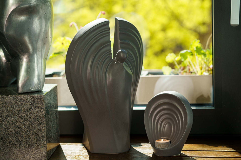 Pulvis Art Urns Keepsake Urn Handmade Cremation Keepsake Urn "Guardian" - Small | Gray Matte | Ceramic