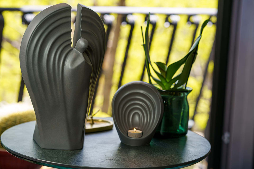 
                  
                    Pulvis Art Urns Keepsake Urn Handmade Cremation Keepsake Urn "Guardian" - Small | Lamp Black | Ceramic
                  
                
