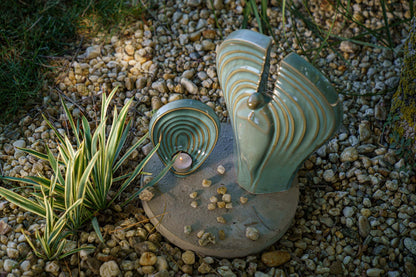 Handmade Cremation Keepsake Urn "Guardian" - Small Urn | Oily Green Melange | Ceramic - Pulvis Art Urns