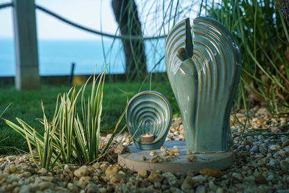 Handmade Cremation Keepsake Urn "Guardian" - Small Urn | Oily Green Melange | Ceramic - Pulvis Art Urns