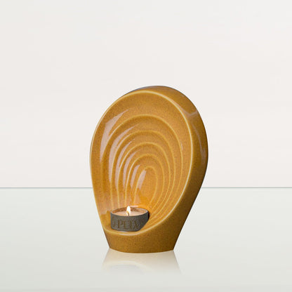 Handmade Cremation Keepsake Urn "Guardian" - Small Urn | Amber Yellow | Ceramic - Pulvis Art Urns