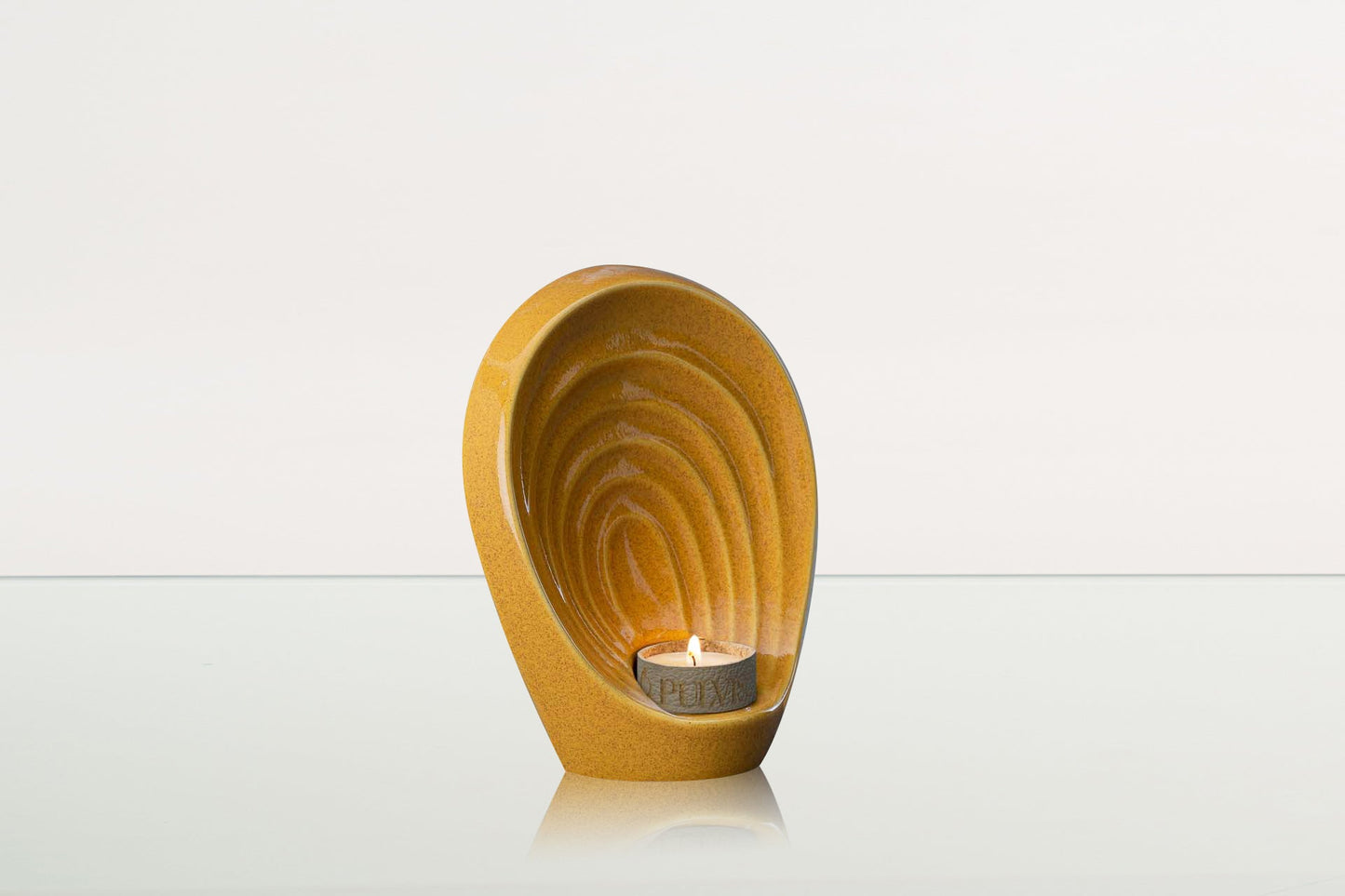 Pulvis Art Urns Keepsake Urn Handmade Cremation Keepsake Urn "Guardian" - Small Urn | Amber Yellow | Ceramic