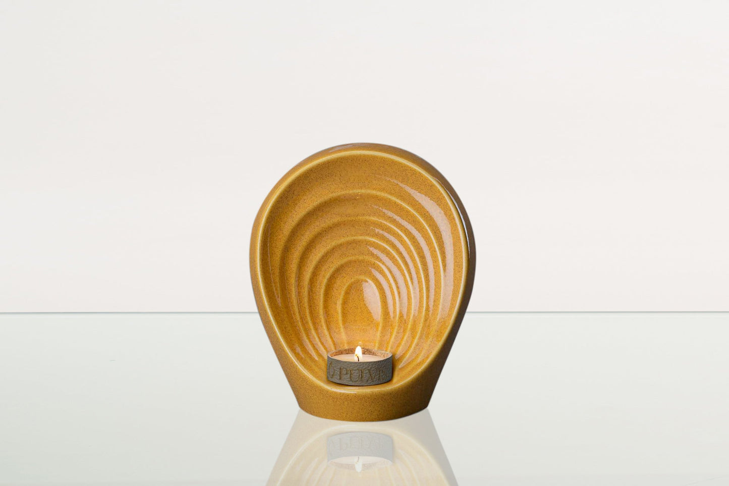 Pulvis Art Urns Keepsake Urn Handmade Cremation Keepsake Urn "Guardian" - Small Urn | Amber Yellow | Ceramic