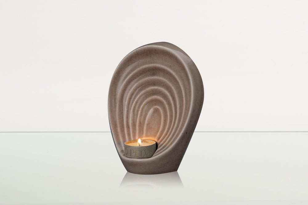 Pulvis Art Urns Keepsake Urn Handmade Cremation Keepsake Urn "Guardian" - Small Urn | Beige Grey | Ceramic