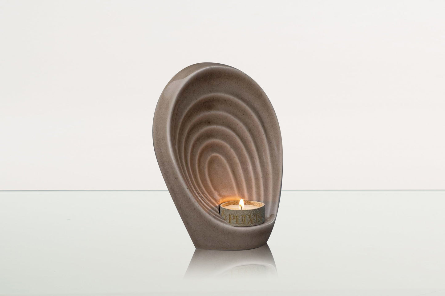 Pulvis Art Urns Keepsake Urn Handmade Cremation Keepsake Urn "Guardian" - Small Urn | Beige Grey | Ceramic