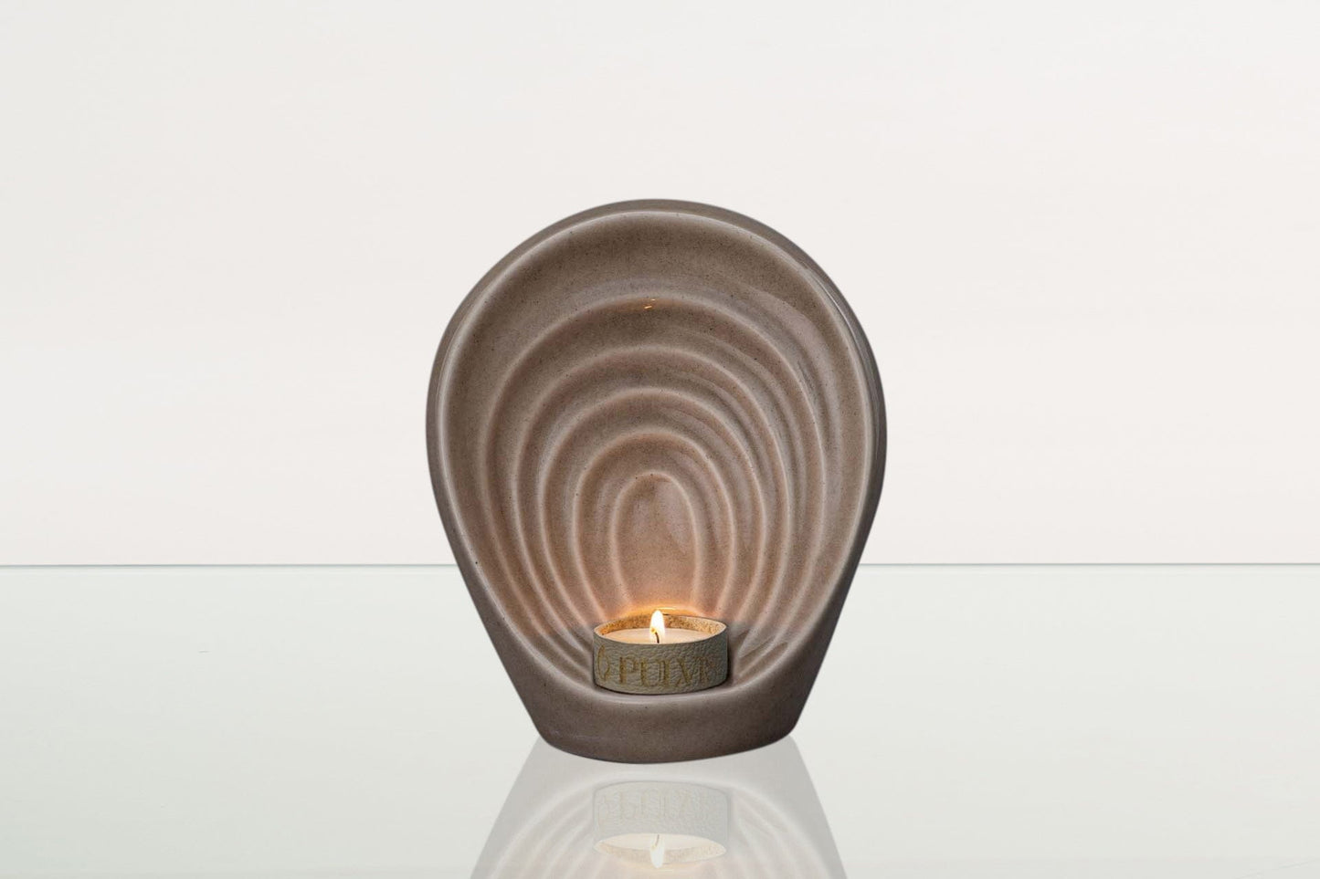 Pulvis Art Urns Keepsake Urn Handmade Cremation Keepsake Urn "Guardian" - Small Urn | Beige Grey | Ceramic
