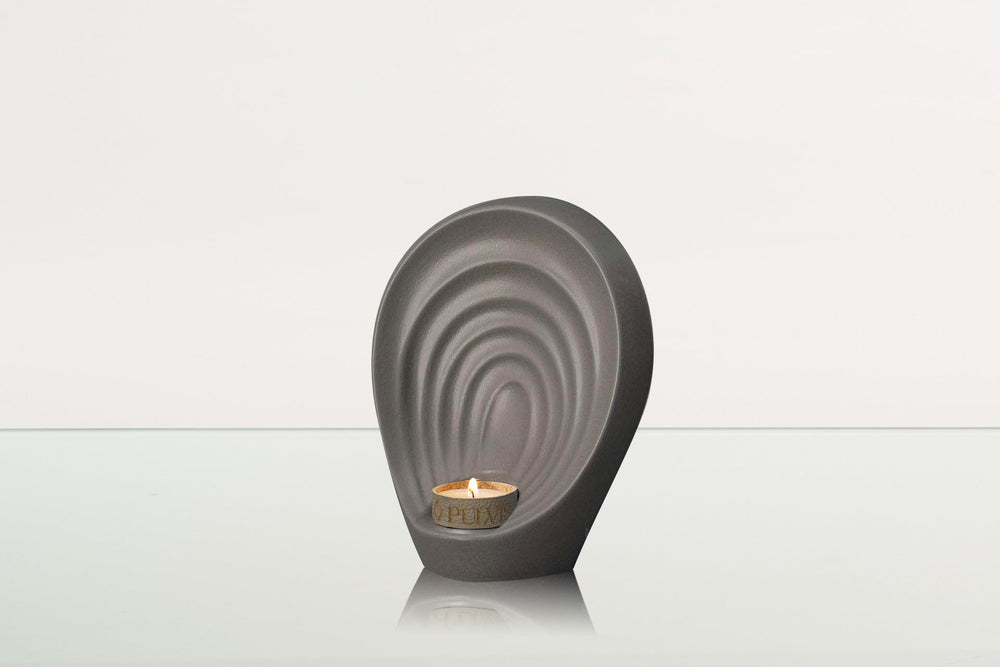 Pulvis Art Urns Keepsake Urn Handmade Cremation Keepsake Urn "Guardian" - Small Urn | Gray Matte | Ceramic