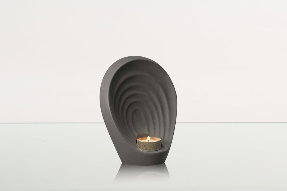 Pulvis Art Urns Keepsake Urn Handmade Cremation Keepsake Urn "Guardian" - Small Urn | Gray Matte | Ceramic