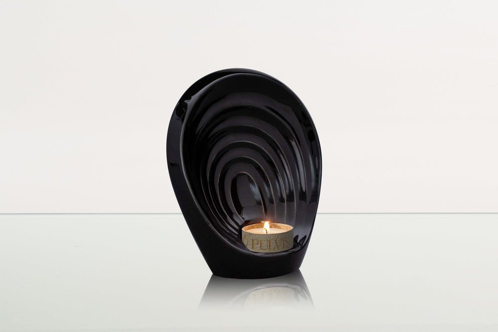 Pulvis Art Urns Keepsake Urn Handmade Cremation Keepsake Urn "Guardian" - Small Urn | Lamp Black | Ceramic
