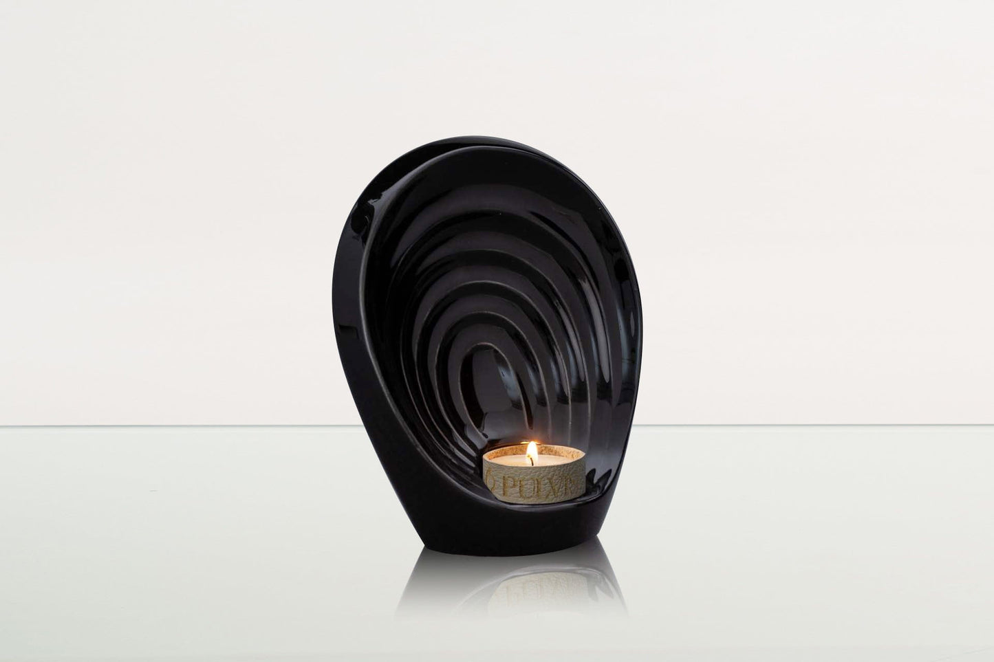 Pulvis Art Urns Keepsake Urn Handmade Cremation Keepsake Urn "Guardian" - Small Urn | Lamp Black | Ceramic