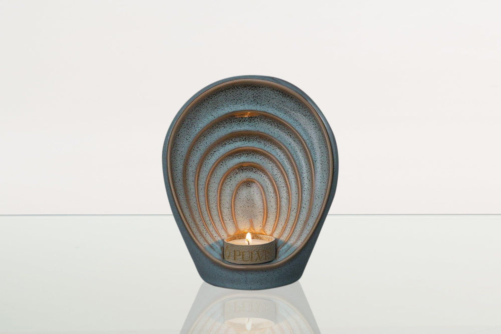 Pulvis Art Urns Keepsake Urn Handmade Cremation Keepsake Urn "Guardian" - Small Urn | Oily Green Melange | Ceramic