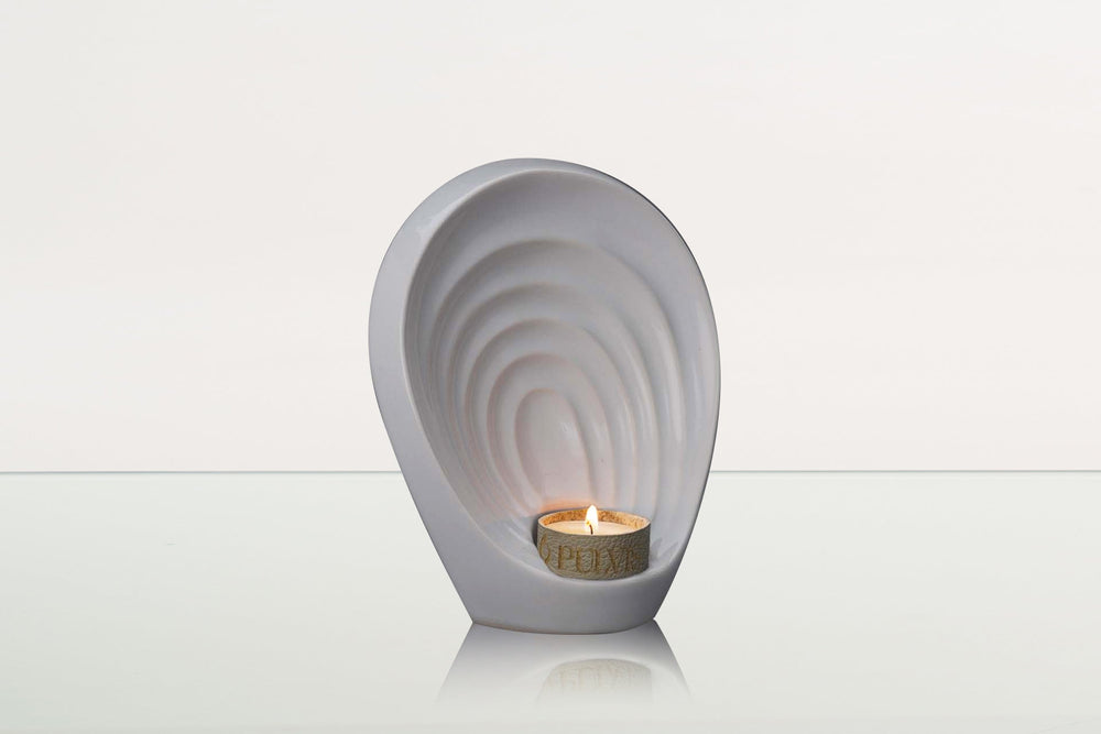 Pulvis Art Urns Keepsake Urn Handmade Cremation Keepsake Urn "Guardian" - Small Urn | White | Ceramic