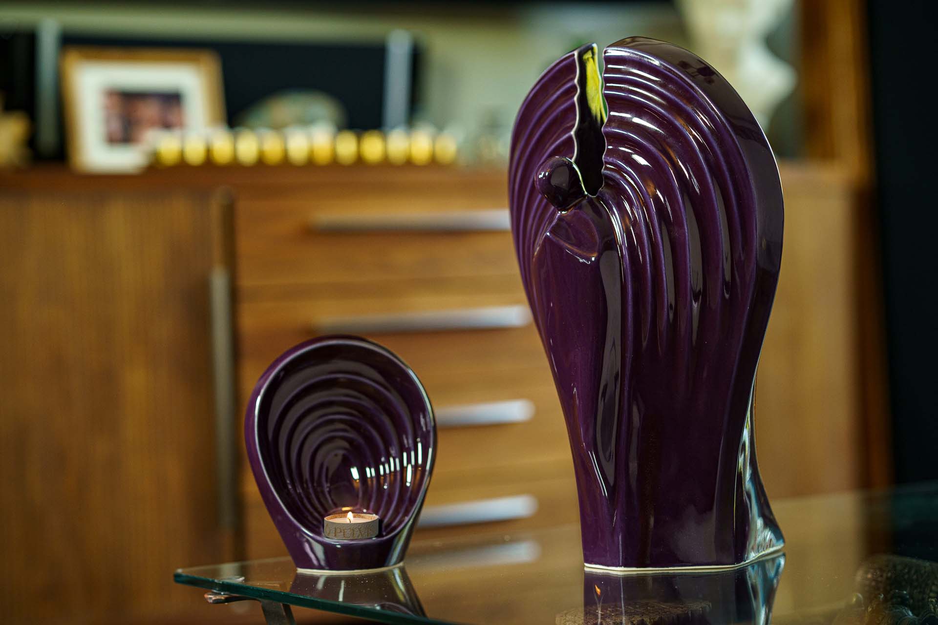 Handmade Cremation Keepsake Urn "Guardian" - Small Urn | Violet | Ceramic - Pulvis Art Urns