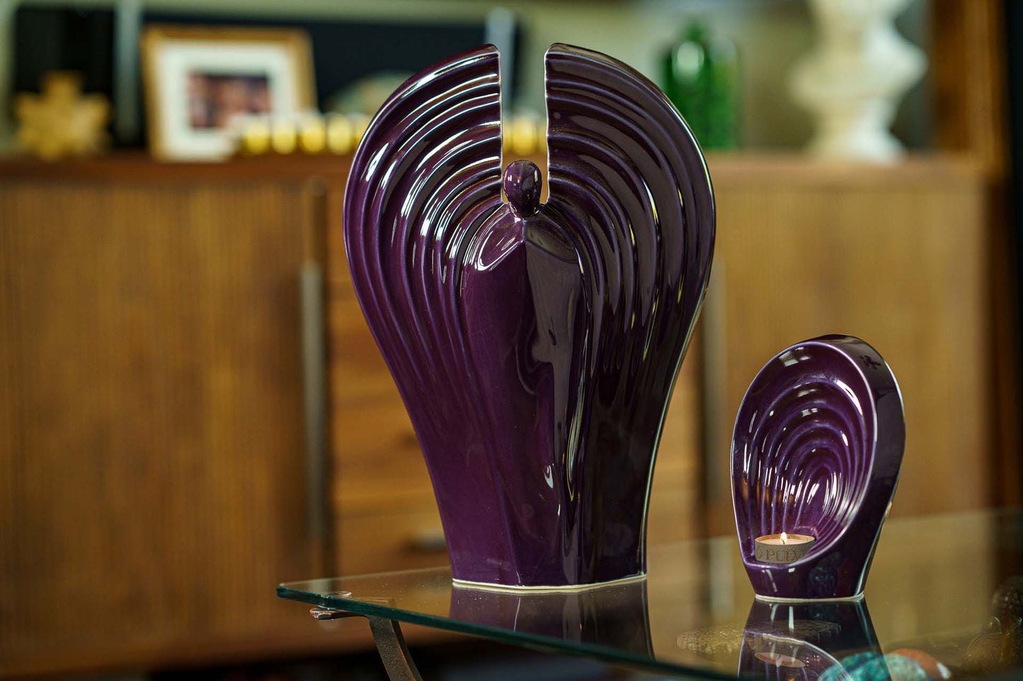 
                  
                    Pulvis Art Urns Keepsake Urn Handmade Cremation Keepsake Urn "Guardian" - Small | Violet | Ceramic
                  
                