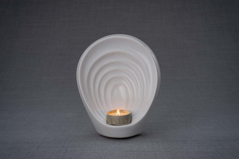 Pulvis Art Urns Keepsake Urn Handmade Cremation Keepsake Urn "Guardian" - Small | White | Ceramic