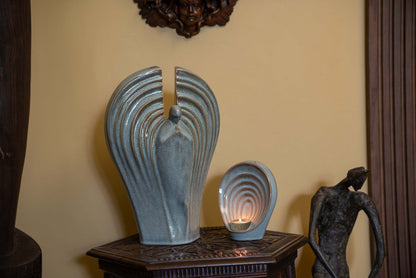 Handmade Cremation Keepsake Urn "Guardian" - Small Urn | White | Ceramic - Pulvis Art Urns