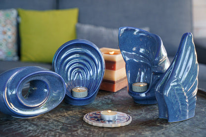 Handmade Cremation Keepsake Urn "Light" - Small Urn | Cobalt Metallic | Ceramic - Pulvis Art Urns