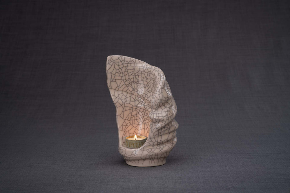 Pulvis Art Urns Keepsake Urn Handmade Cremation Keepsake Urn "Light" - Small | Craquelure | Ceramic