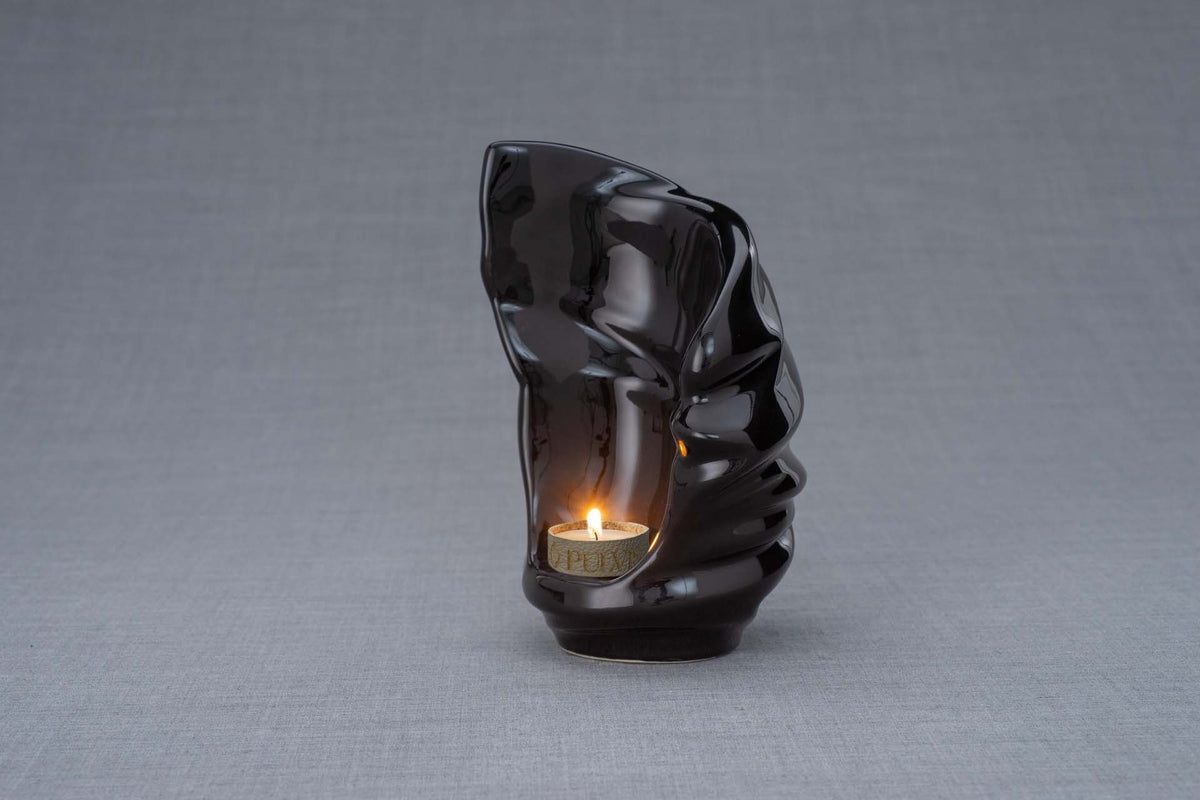 Light Handmade Keepsake Cremation Urn for Ashes, color Lamp Black