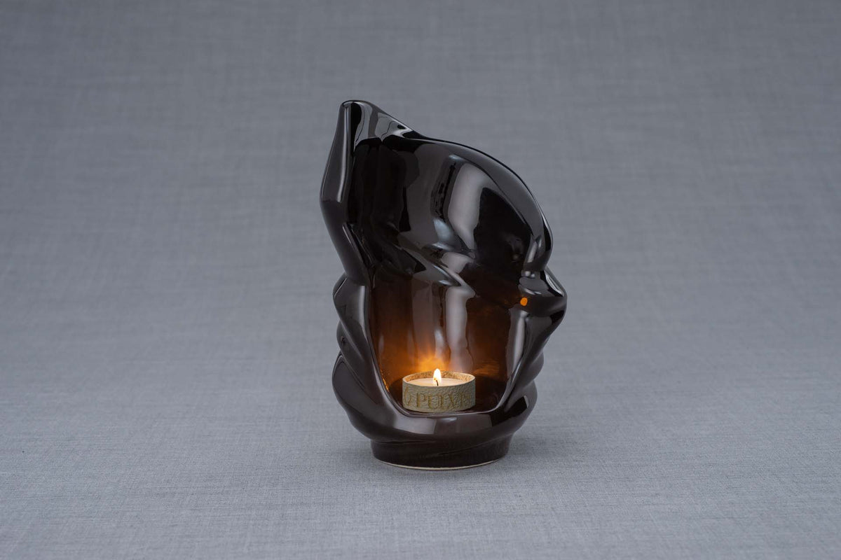 Light Handmade Keepsake Cremation Urn for Ashes, color Lamp Black