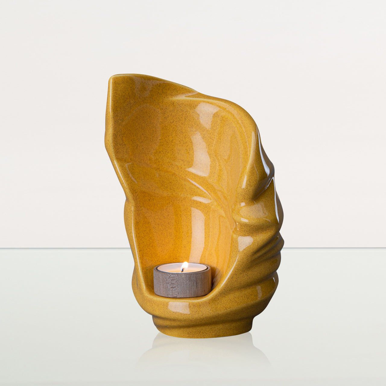 Handmade Cremation Keepsake Urn "Light" - Small Urn | Amber Yellow | Ceramic - Pulvis Art Urns