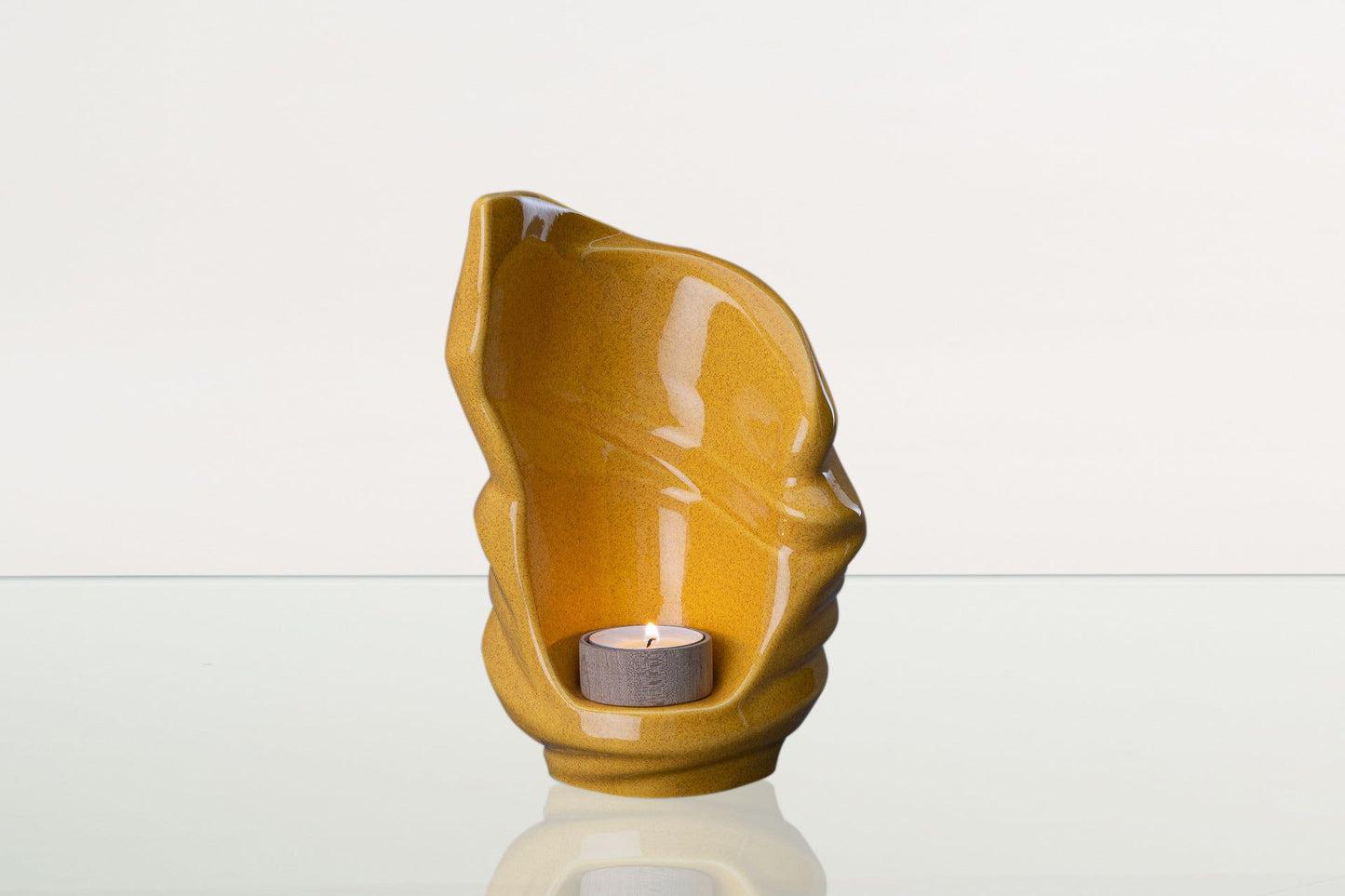 Pulvis Art Urns Keepsake Urn Handmade Cremation Keepsake Urn "Light" - Small Urn | Amber Yellow | Ceramic