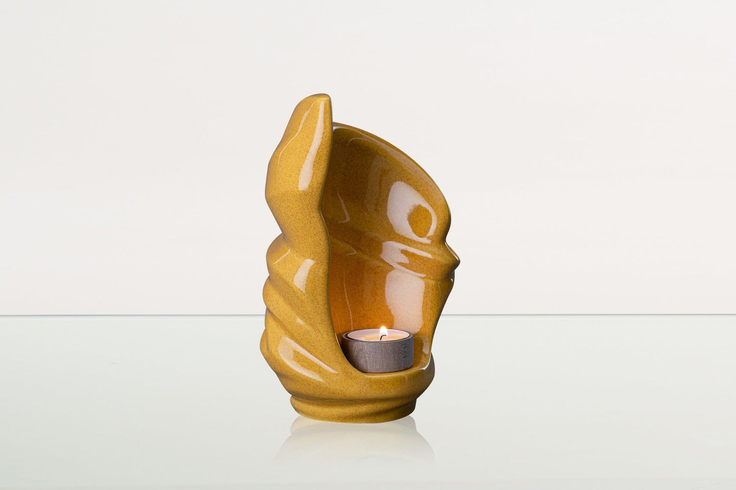 Pulvis Art Urns Keepsake Urn Handmade Cremation Keepsake Urn "Light" - Small Urn | Amber Yellow | Ceramic