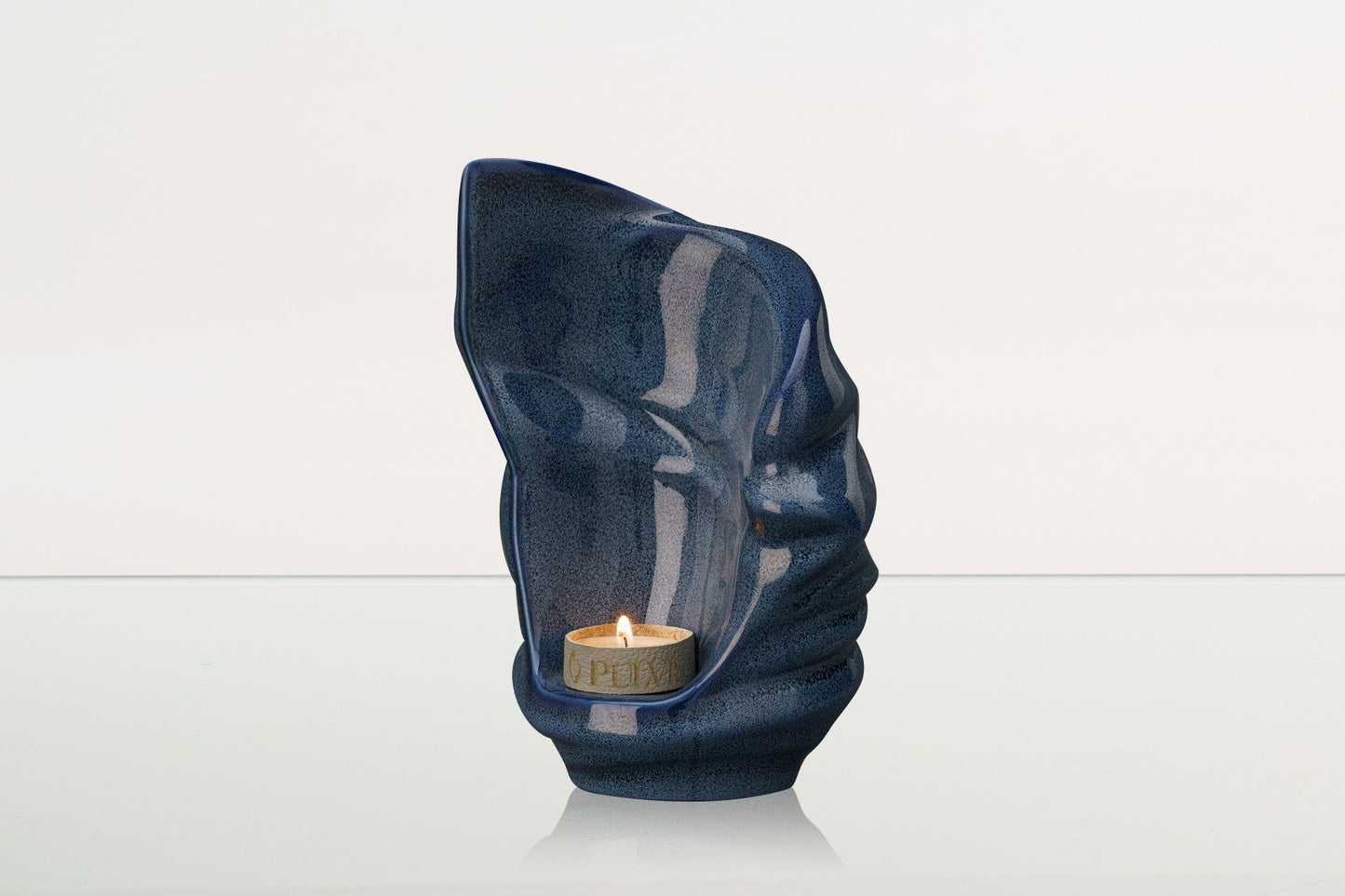 Pulvis Art Urns Keepsake Urn Handmade Cremation Keepsake Urn "Light" - Small Urn | Blue Melange | Ceramic