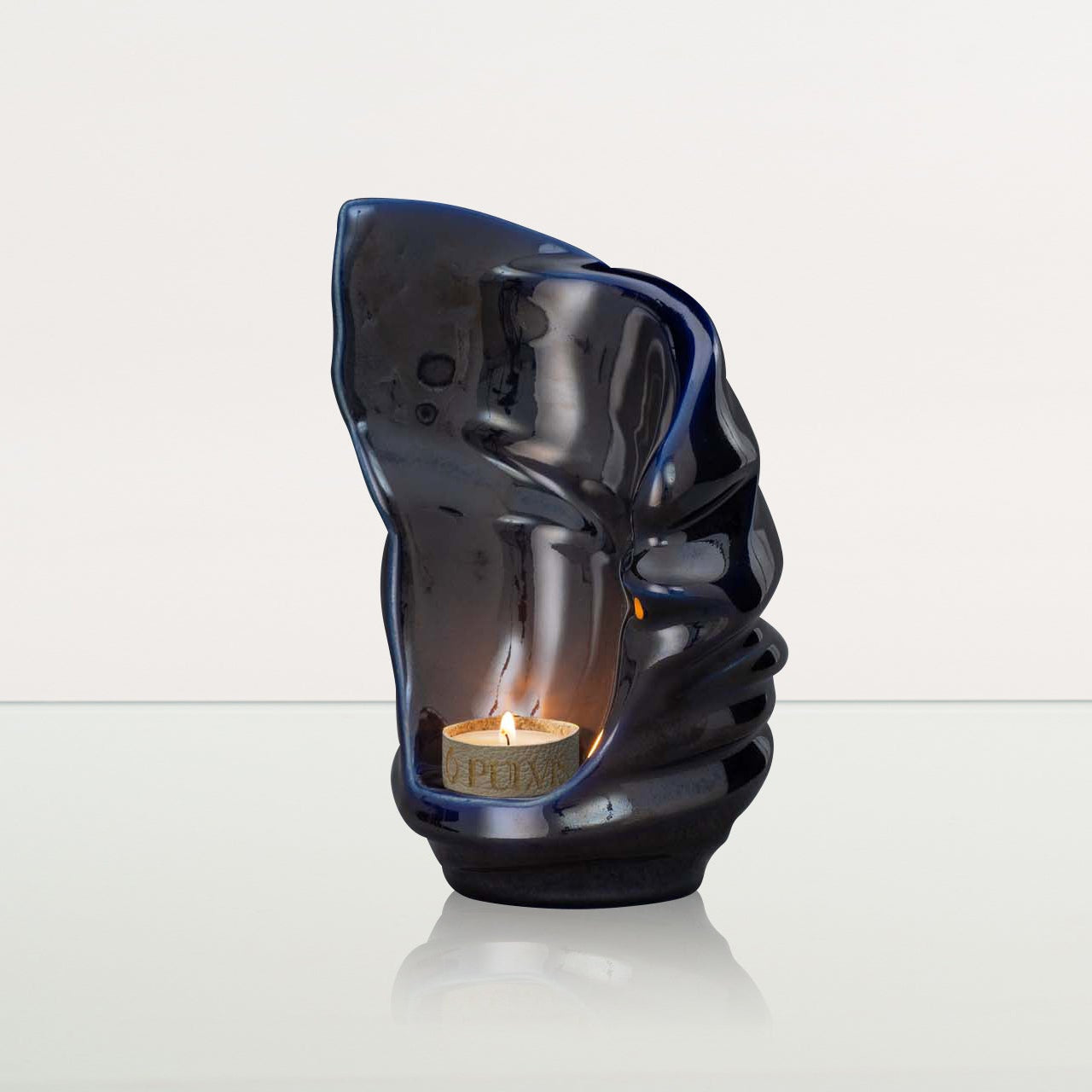 Handmade Cremation Keepsake Urn "Light" - Small Urn | Cobalt Metallic | Ceramic - Pulvis Art Urns