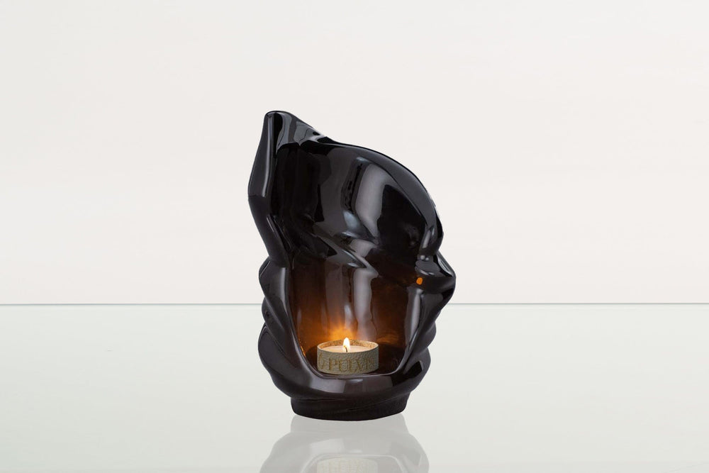 Pulvis Art Urns Keepsake Urn Handmade Cremation Keepsake Urn "Light" - Small Urn | Lamp Black | Ceramic