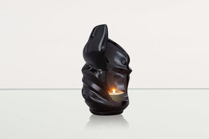 Handmade Cremation Keepsake Urn "Light" - Small Urn | Lamp Black | Ceramic - Pulvis Art Urns
