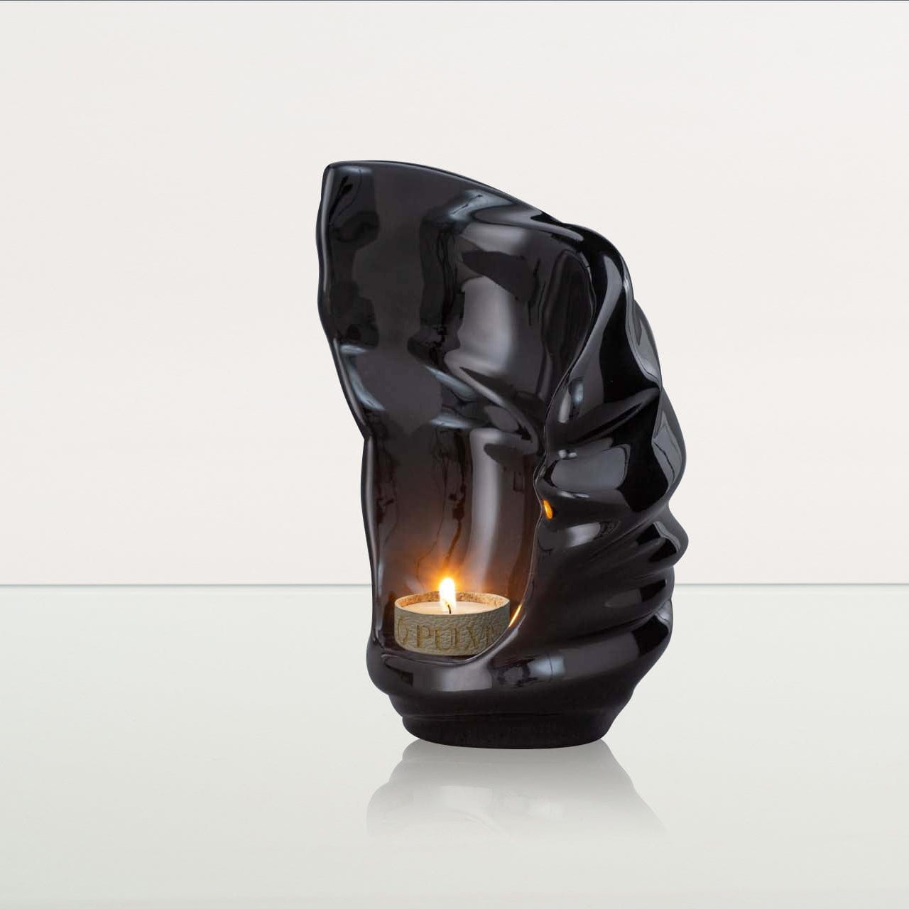 Handmade Cremation Keepsake Urn "Light" - Small Urn | Lamp Black | Ceramic - Pulvis Art Urns