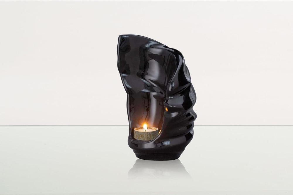 Pulvis Art Urns Keepsake Urn Handmade Cremation Keepsake Urn "Light" - Small Urn | Lamp Black | Ceramic