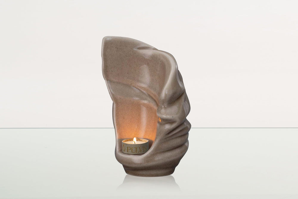 Pulvis Art Urns Keepsake Urn Handmade Cremation Keepsake Urn "Light" - Small Urns | Beige Grey | Ceramic