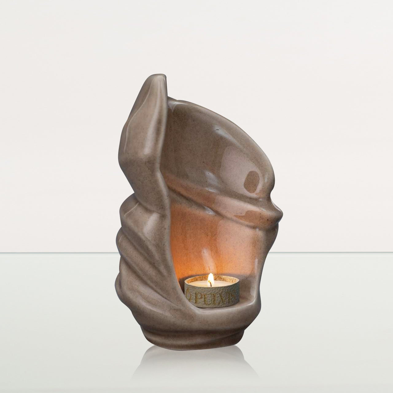 Handmade Cremation Keepsake Urn "Light" - Small Urns | Beige Grey | Ceramic - Pulvis Art Urns