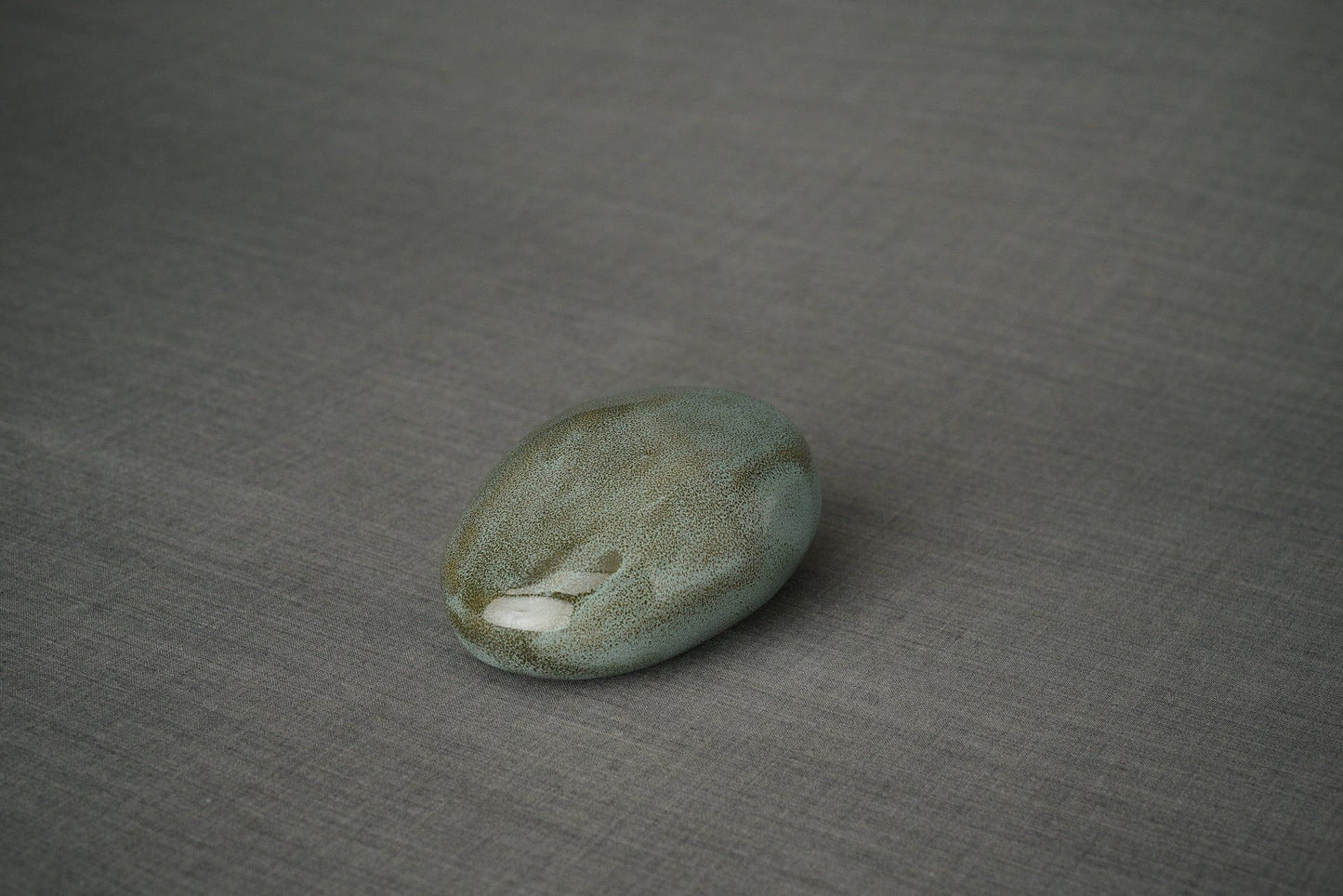 Pulvis Art Urns Keepsake Urn Handmade Cremation Keepsake Urn "Stone" - Small | Oily Green Melange | Ceramic