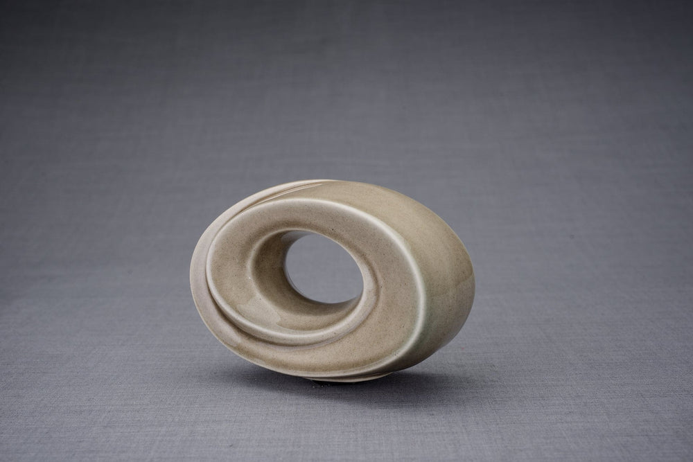 Pulvis Art Urns Keepsake Urn Handmade Cremation Keepsake Urn "The Passage" - Small | Beige Grey | Ceramic