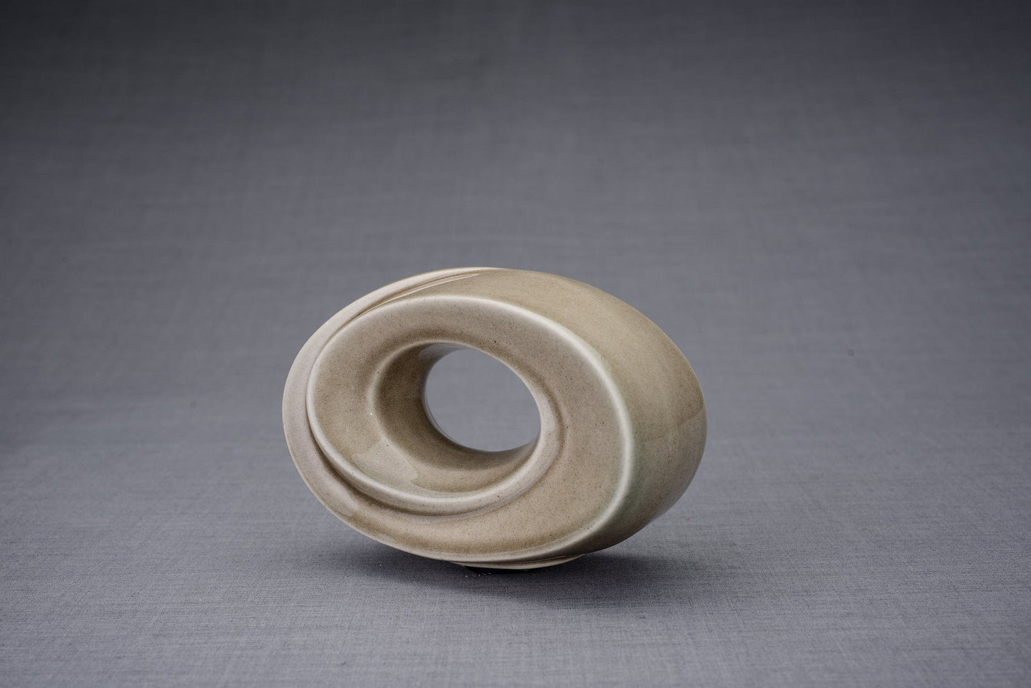 Pulvis Art Urns Keepsake Urn Handmade Cremation Keepsake Urn "The Passage" - Small | Beige Grey | Ceramic
