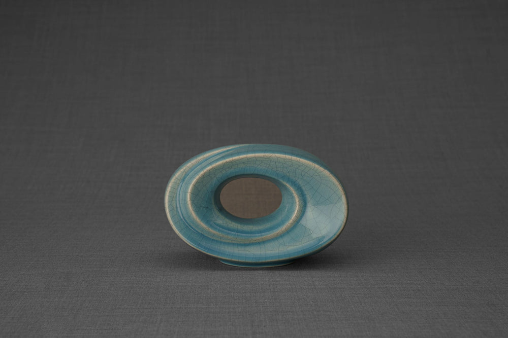 Pulvis Art Urns Keepsake Urn Handmade Cremation Keepsake Urn "The Passage" - Small | Blue Craquelure