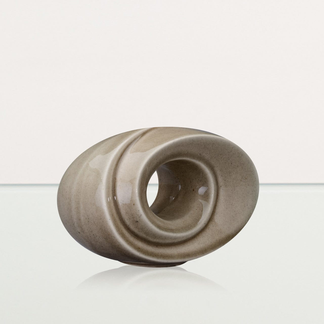 Handmade Cremation Keepsake Urn "The Passage" - Small Urn | Beige Grey | Ceramic - Pulvis Art Urns