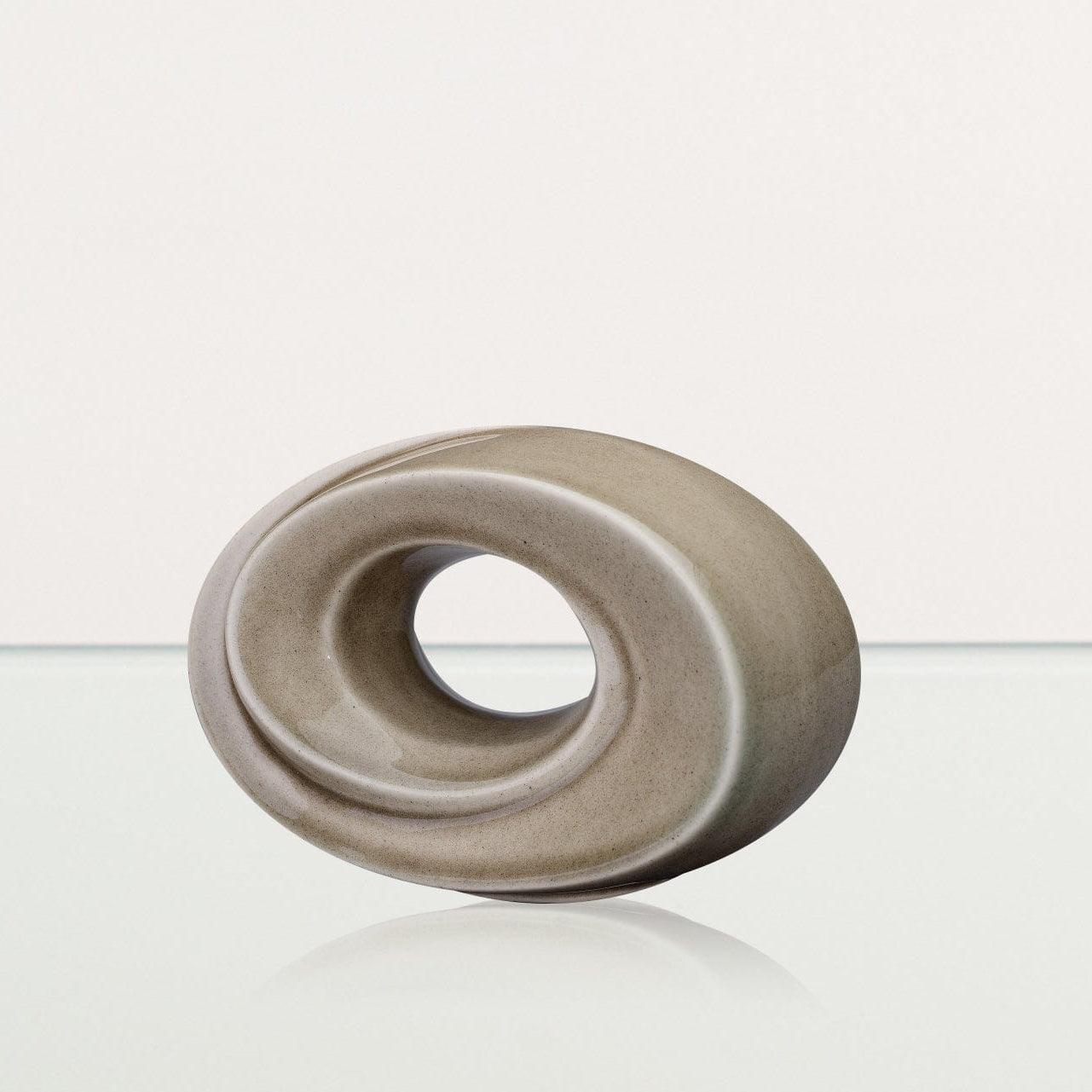 Handmade Cremation Keepsake Urn "The Passage" - Small Urn | Beige Grey | Ceramic - Pulvis Art Urns